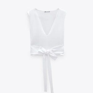 Zara NWT - CROPPED TIED TOP - White - S